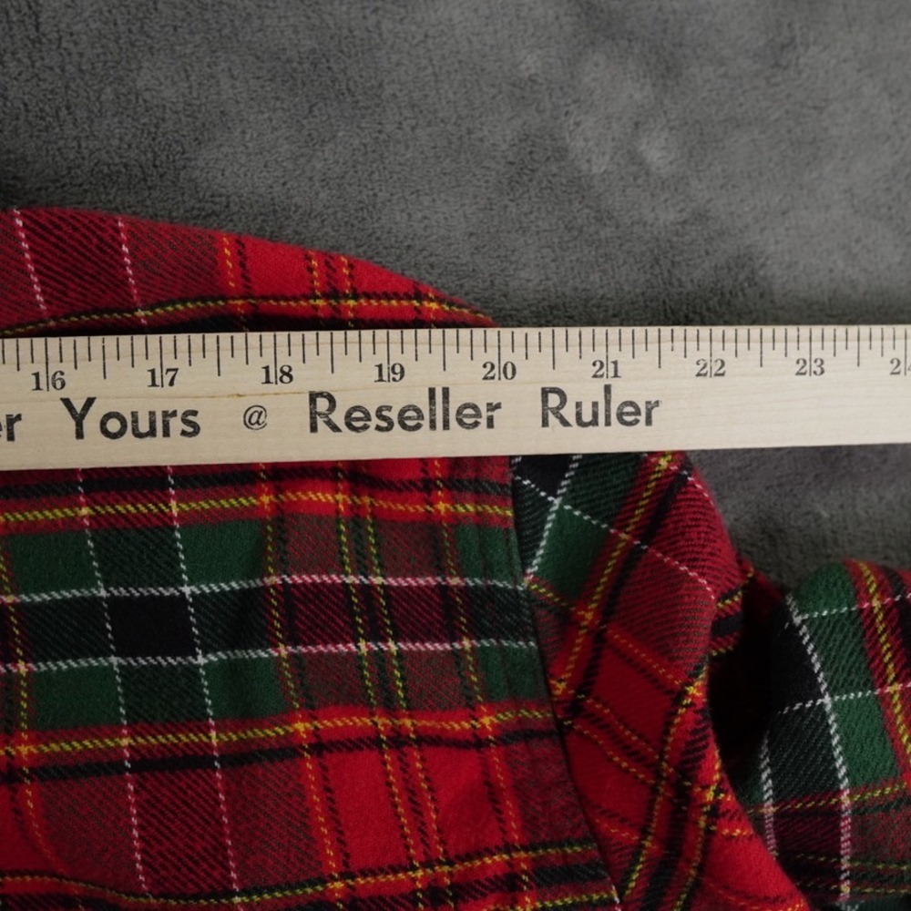 LL Bean Scotch Flannel Shirt‎ Mens XL Red Tartan Plaid Slim Fit Organic Cotton - Picture 8 of 12